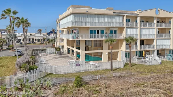 a view of a building with a terrace view