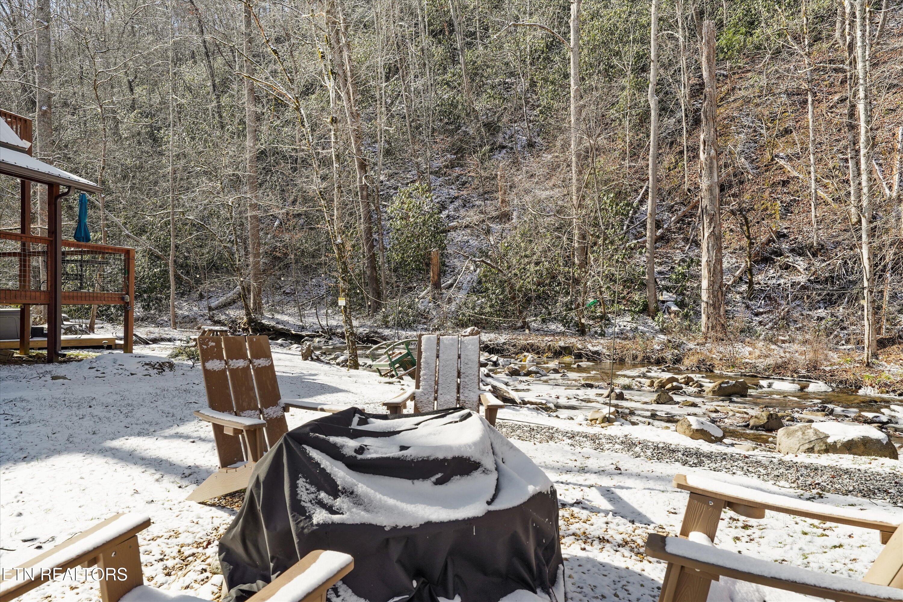 5236 Mathis Branch Road Gatlinburg, TN 37738 - Photo 30 of 50 Creekside Lounge Area with Fire Pit