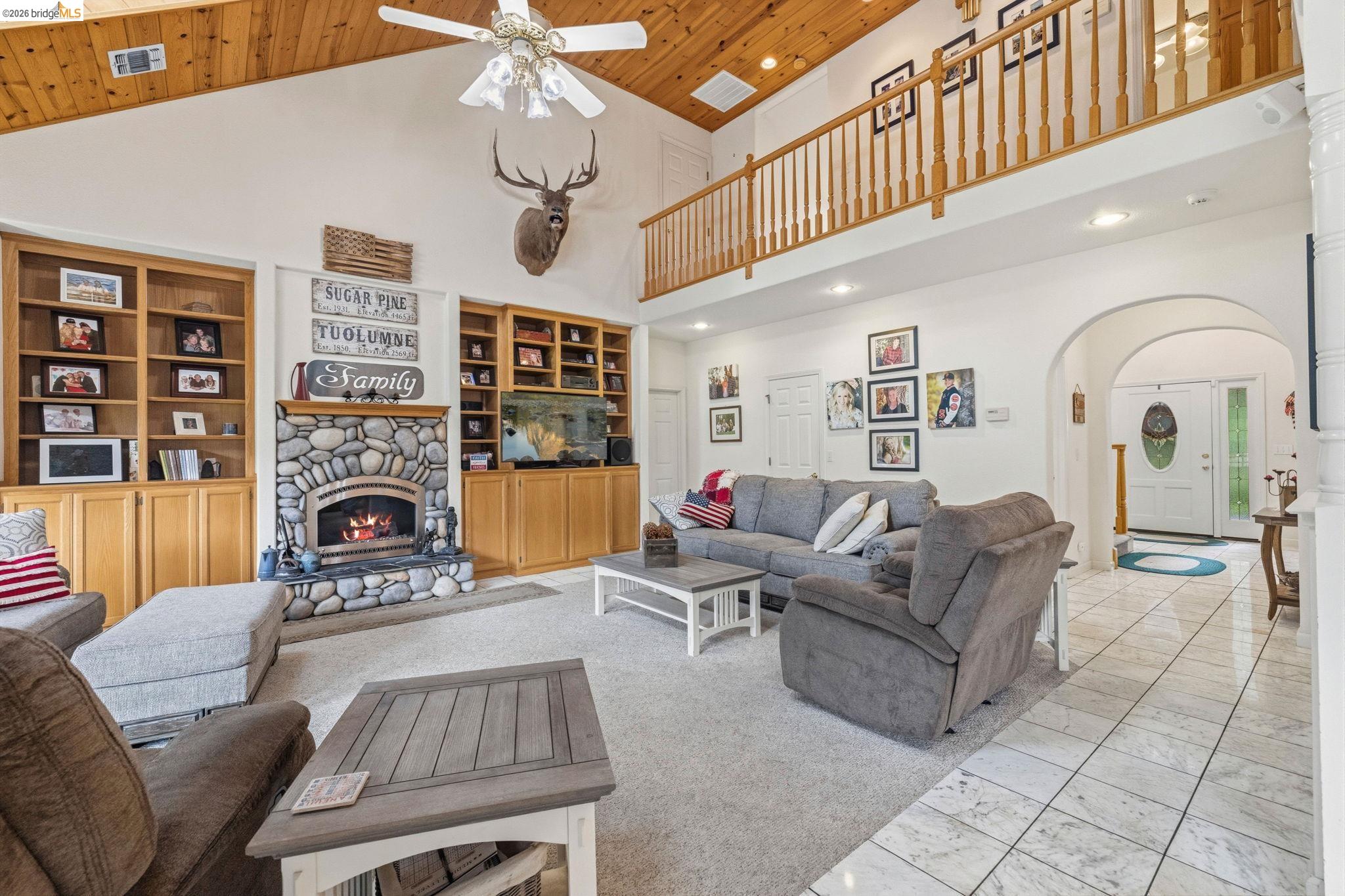 18450 Lambert Lake Road Sonora, CA 95370 - Photo 36 of 87 Vaulted wood-finish ceiling featuring a ceiling fan