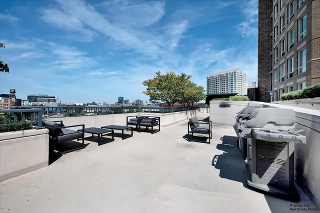 a view of a terrace with chairs