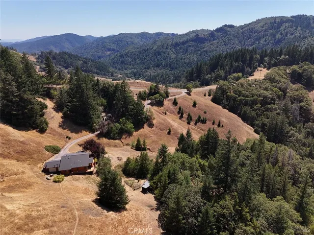 an aerial view of a house