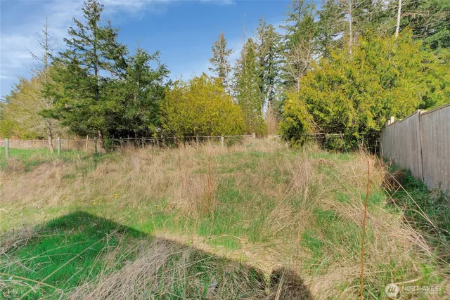 a aerial view of a house with a yard