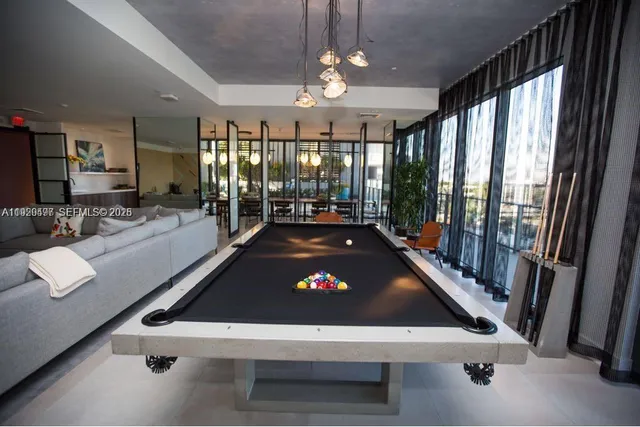 a room with pool table