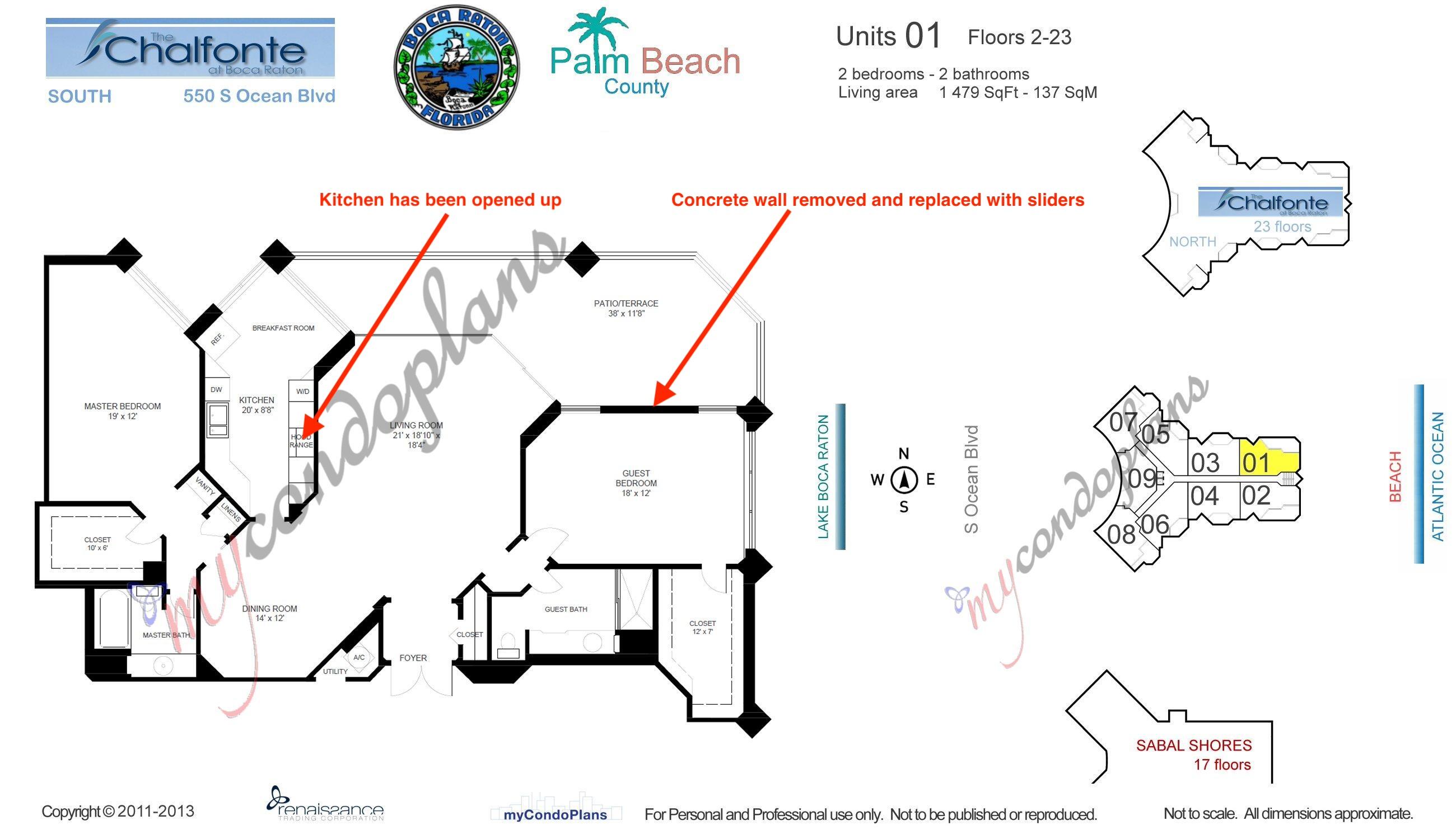 500 South Ocean Boulevard, Unit 801 Boca Raton, FL 33432 - Photo 60 of 60 Floor Plan 5407985