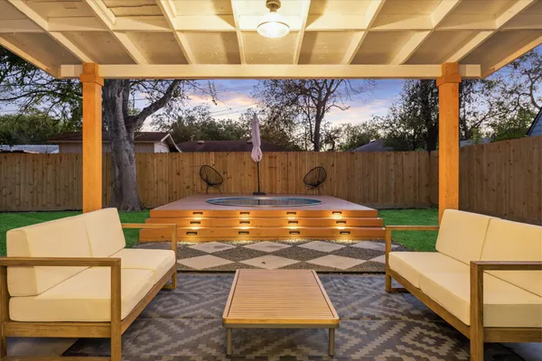 a view of an outdoor sitting area