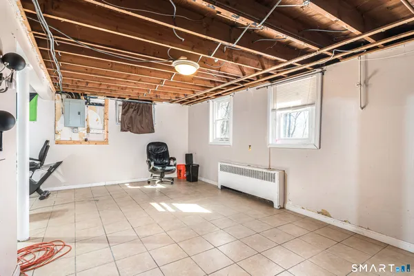 a view of a pathway with a house in the background