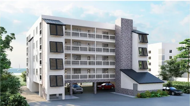 a car parked in front of a building