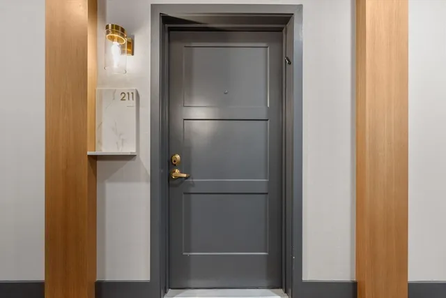 a view of elevator with hallway