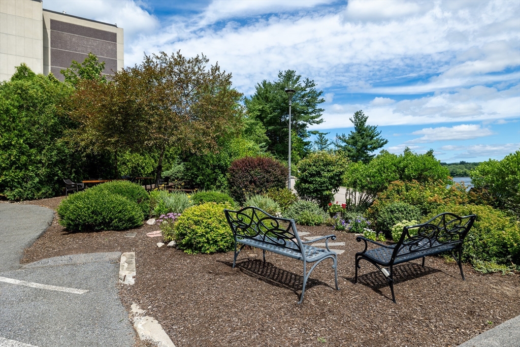 1500 Worcester Road, Unit 217 Framingham, MA 01702 - Photo 31 of 37 a garden with a bench and some trees