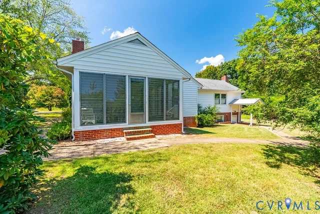 a view of a swimming pool with an outdoor space