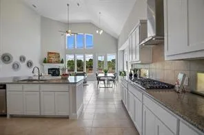 a kitchen with lots of counter top space