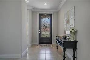 a room with painting and a table