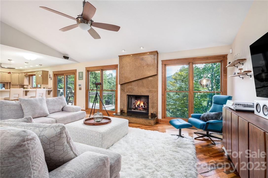 159 Deer Leap Marshall, NC 28753 - Photo 5 of 22 a living room with furniture a fireplace and a flat screen tv