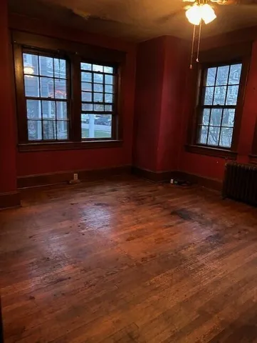 an empty room with windows