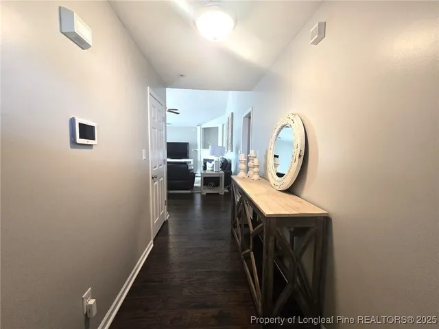 a view of a hallway with elevator