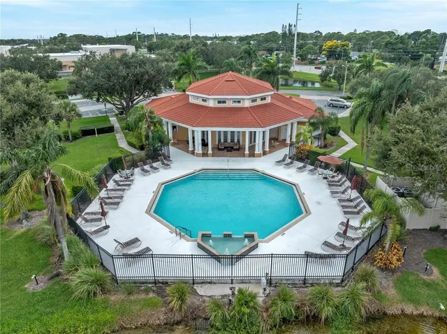 an aerial view of a house