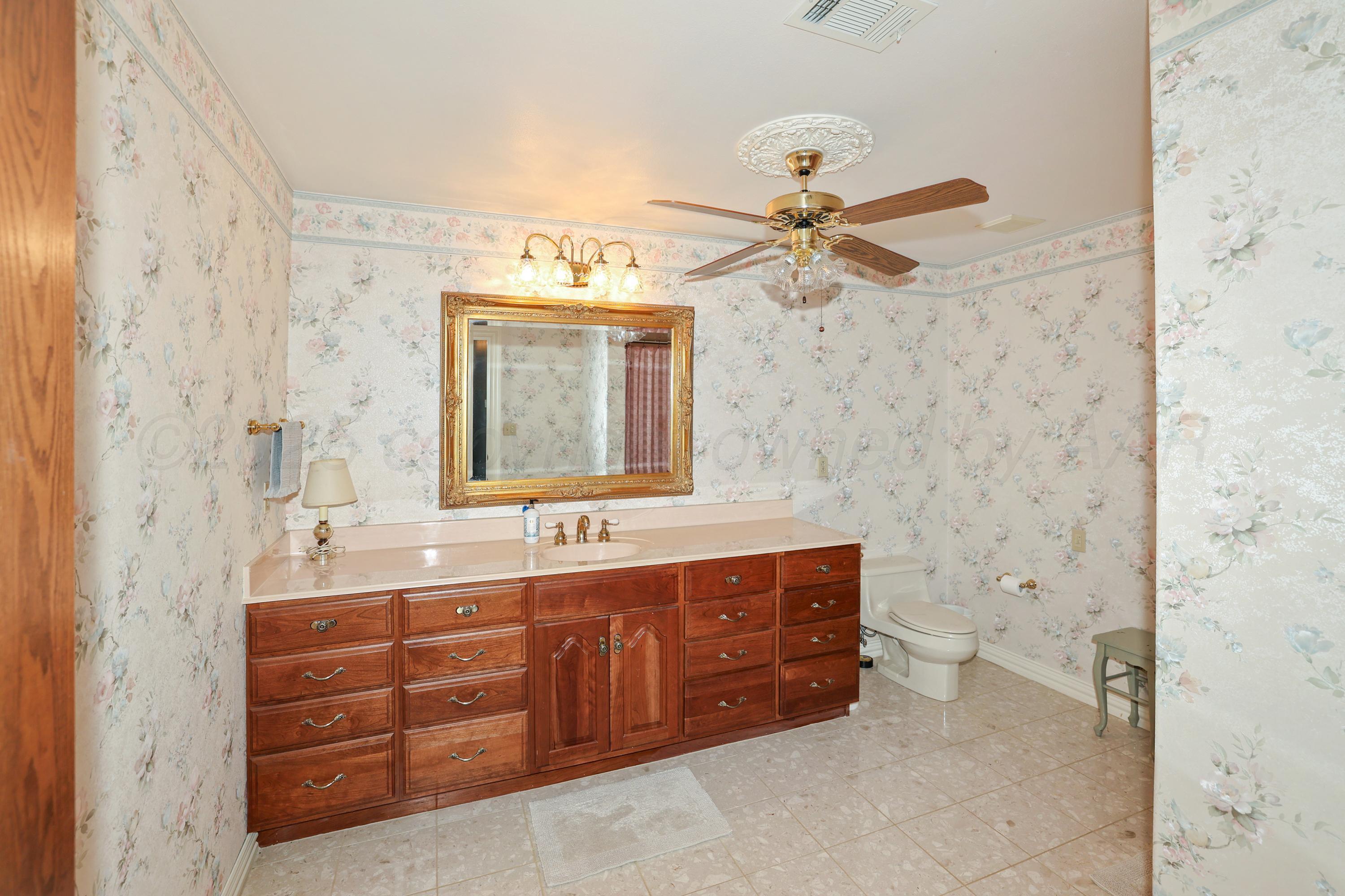 1401 County Road K Panhandle, TX 79068 - Photo 50 of 53 a spacious bathroom with a double vanity sink a mirror and a shower