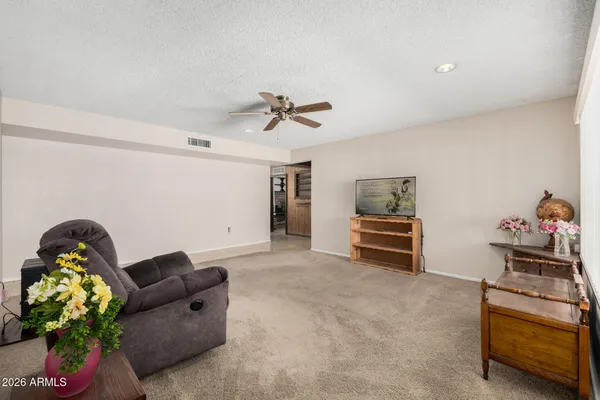 a living room with furniture