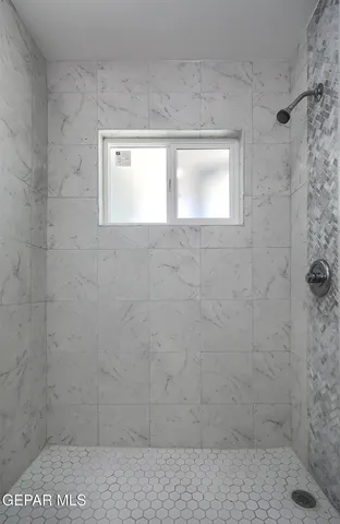 a bathroom with a window