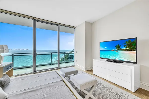a living room with furniture