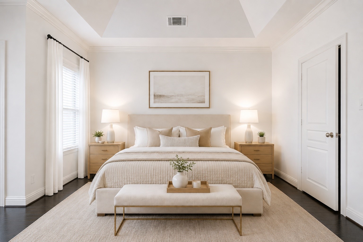 19 Versante Court Houston, TX 77070 - Photo 3 of 40 This elegant primary suite offers a true retreat with soaring ceilings, a cozy sitting area bathed in natural light, and luxurious designer-inspired finishes throughout. Virtually Staged