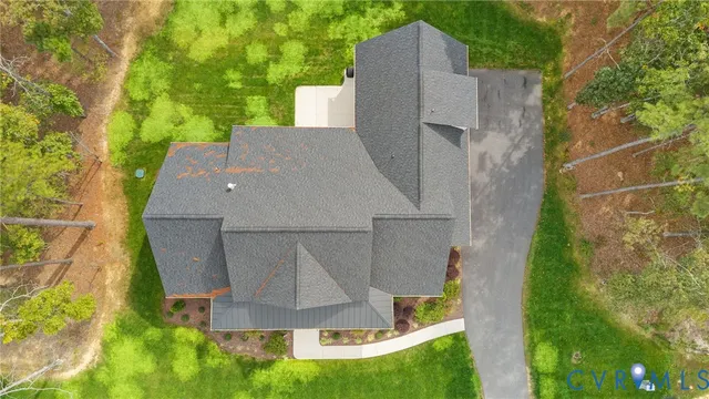 an aerial view of a house