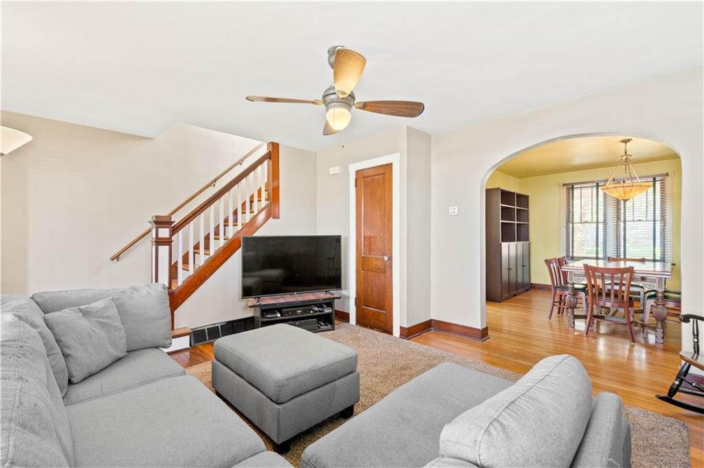 Living room opens to the dining room