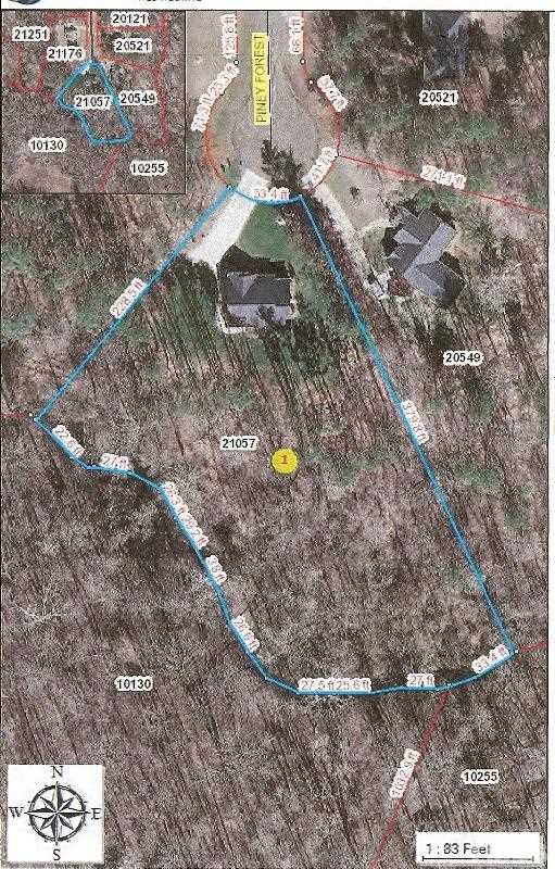 216 Piney Forest Road Roxboro, NC 27574 - Photo 22 of 23 Aerial view shows the the lot being highlighted in blue.