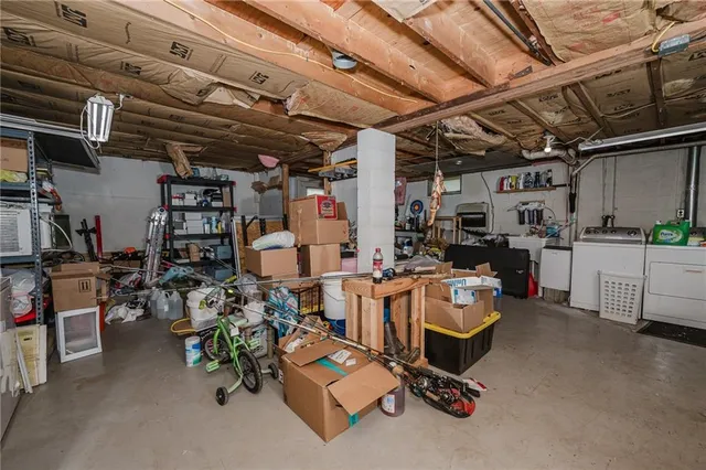 a view of a storage room with racks