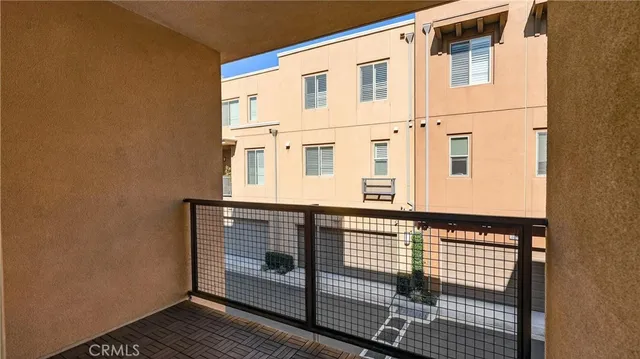 a view of a building from a balcony