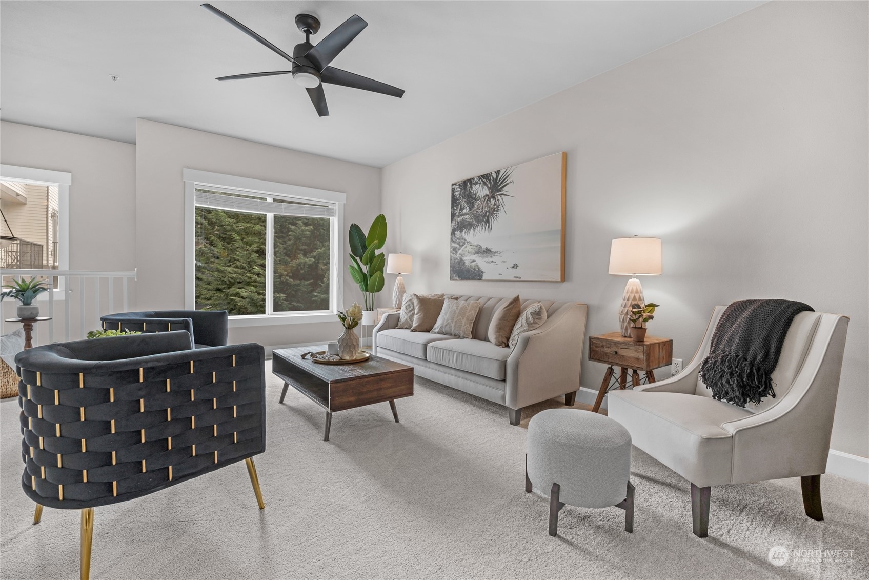 a living room with furniture