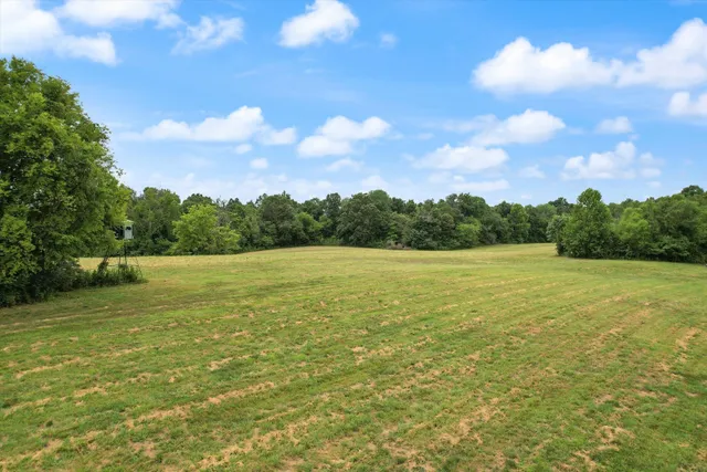 a view of a lake with a yard
