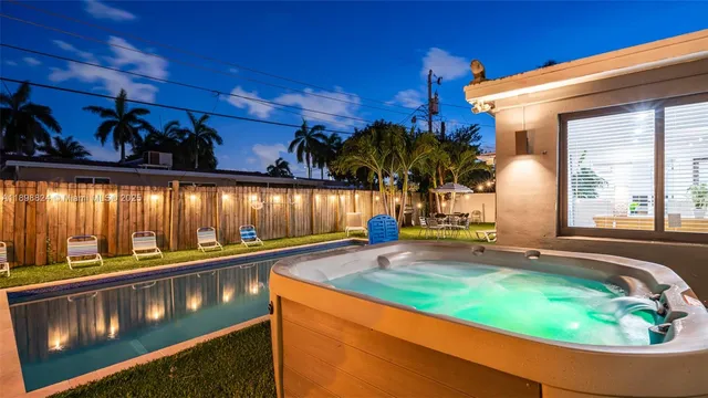 a view of a backyard with a garden