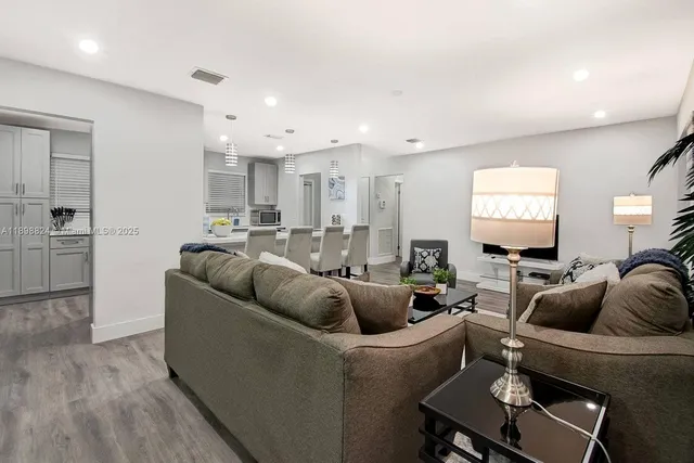 a living room with furniture