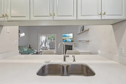 a close view of a sink and tap