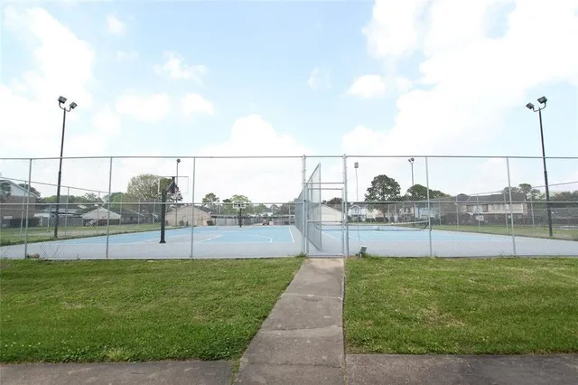 a view of a yard and mountain