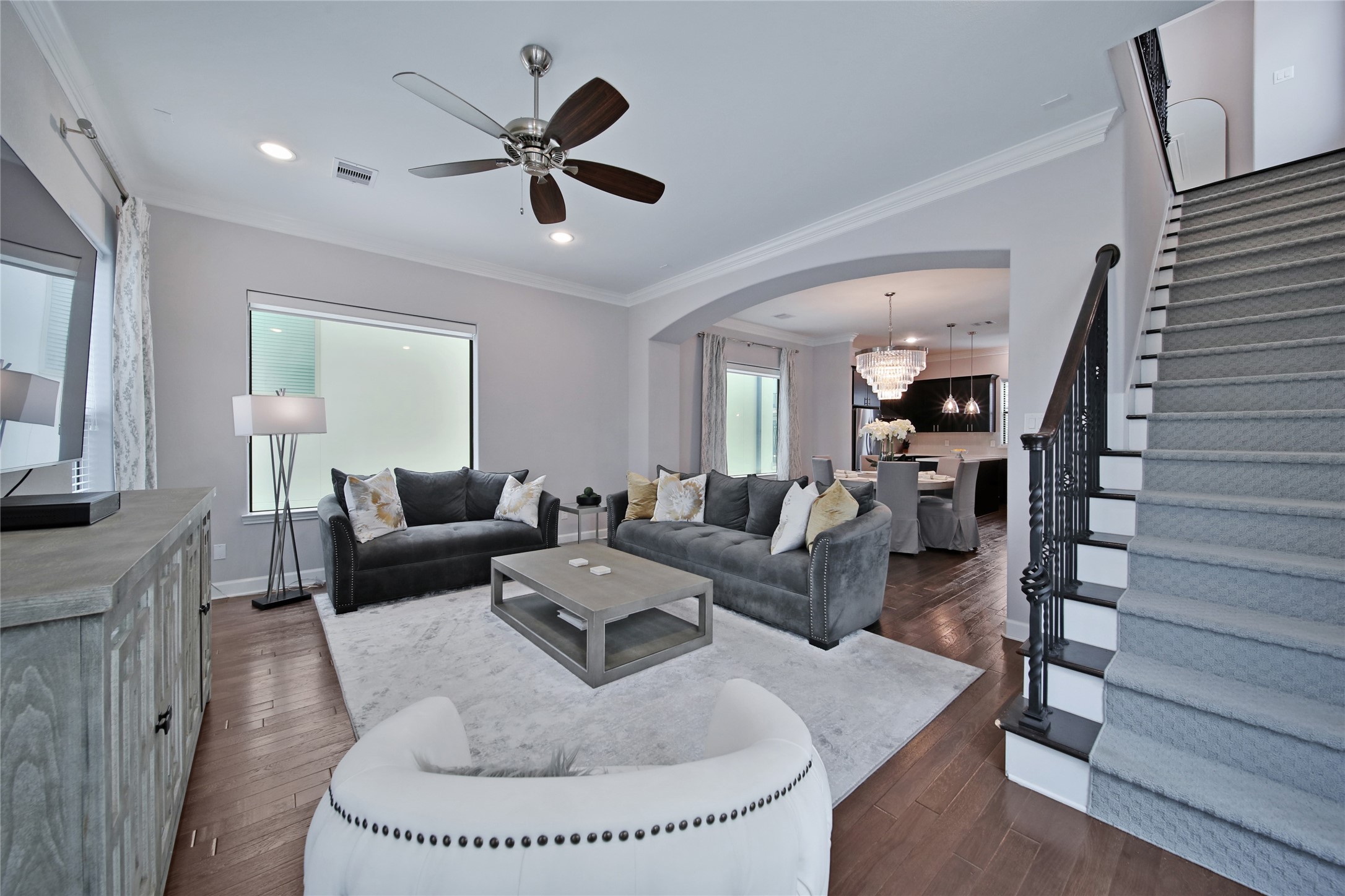 5703 Kansas Street Houston, TX 77007 - Photo 12 of 20 a living room with furniture and a wooden floor