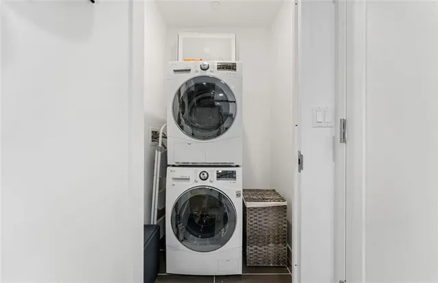 a utility room with dryer and washer
