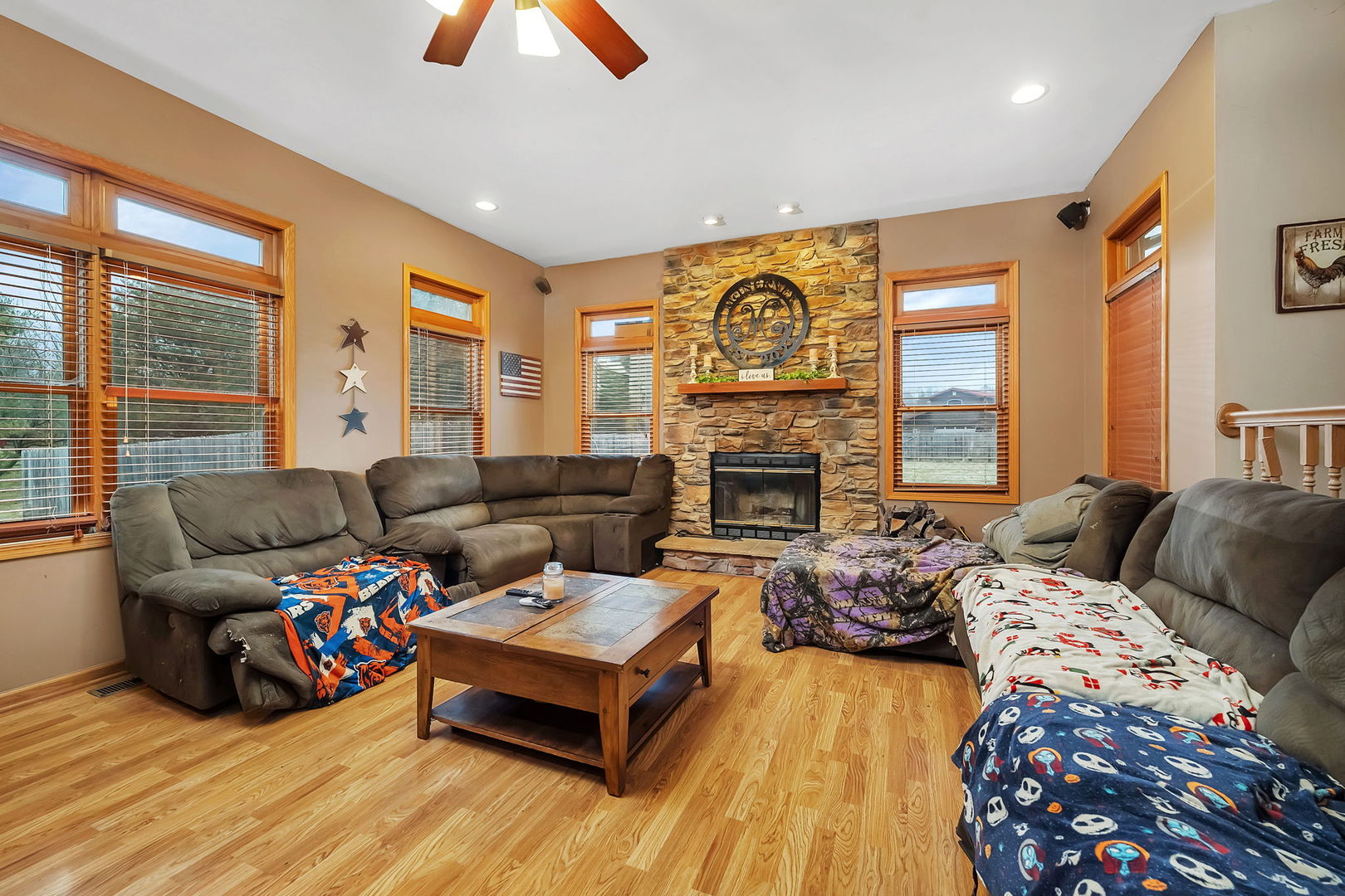 36963 Irish Lane Custer Park, IL 60481 - Photo 12 of 49 a living room with furniture fireplace and a large window