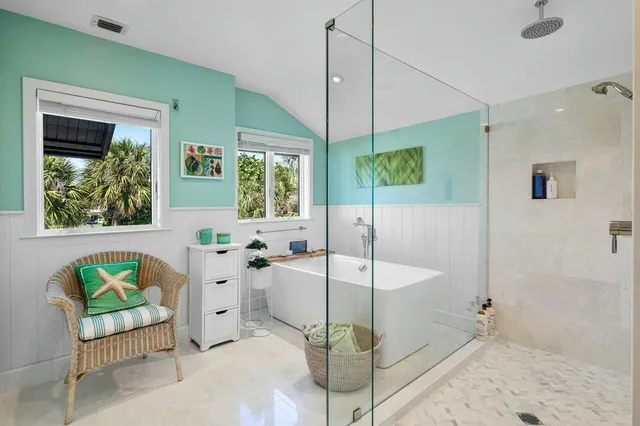 a view of a room that has a window in it