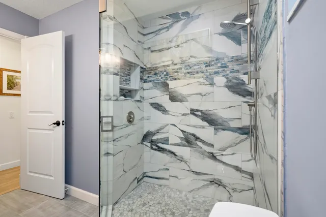 a bathroom with a shower