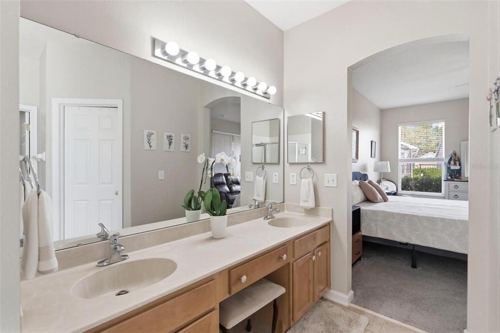 207 Coleton Lane DeLand, FL 32724 - Photo 33 of 65 a bathroom with a double vanity sink and a mirror