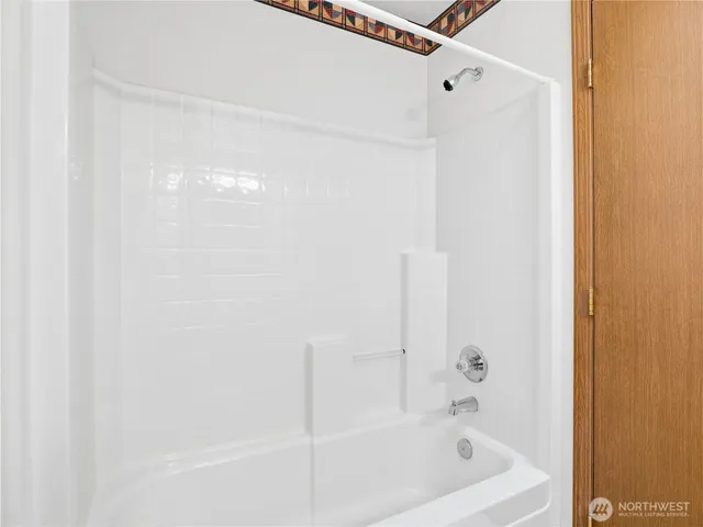 a bathroom with a bathtub