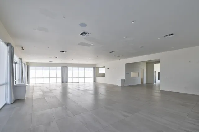 a view of an ocean and city