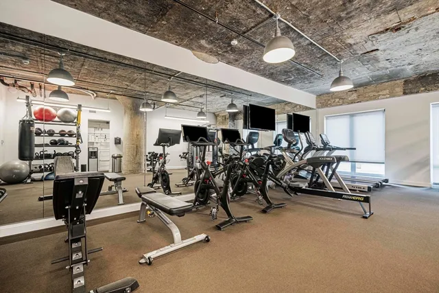 a view of a room with gym equipment