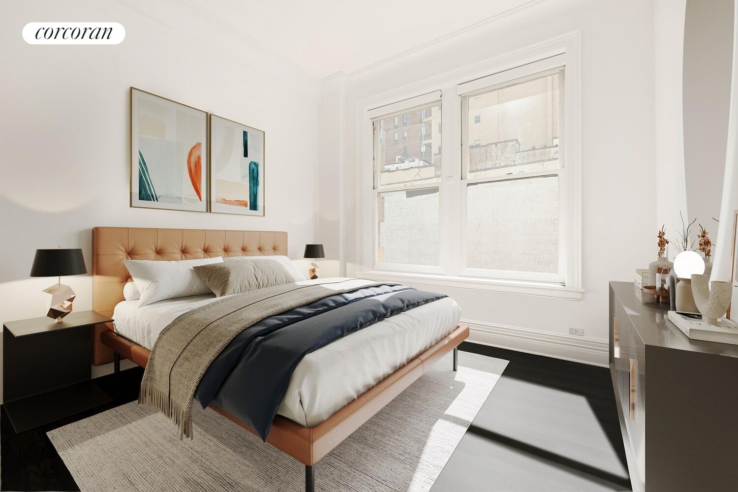 366 Broadway, Unit 4B Manhattan, NY 10013 - Photo 9 of 16 a bedroom with a bed and a painting on the wall