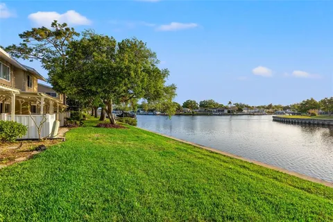 a view of a lake with houses