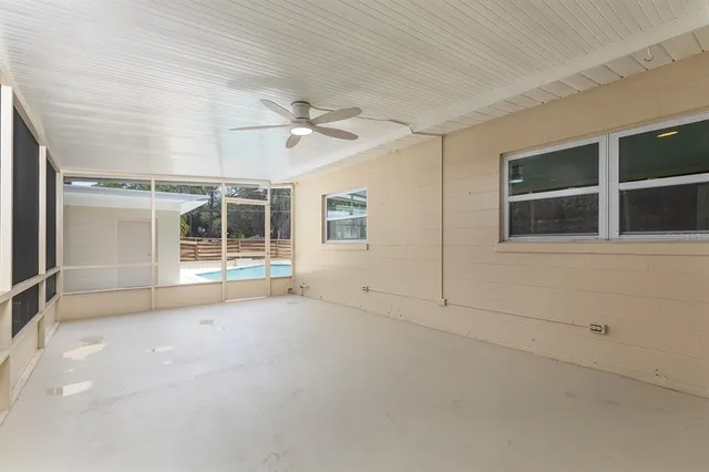 a view of a backyard with a garden and plants