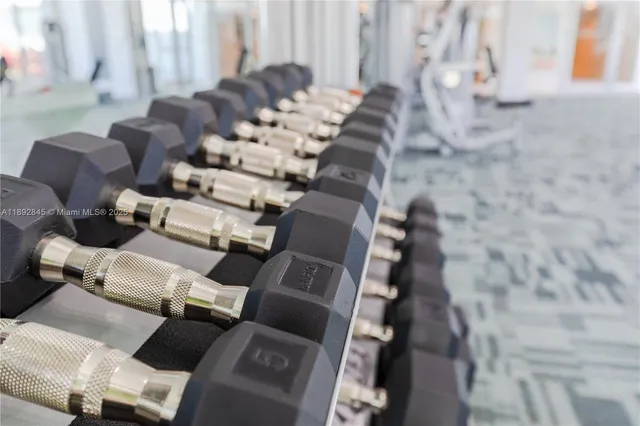 a view of a room with gym equipment