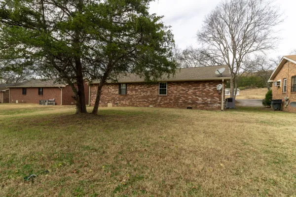 a view of a yard with a tree